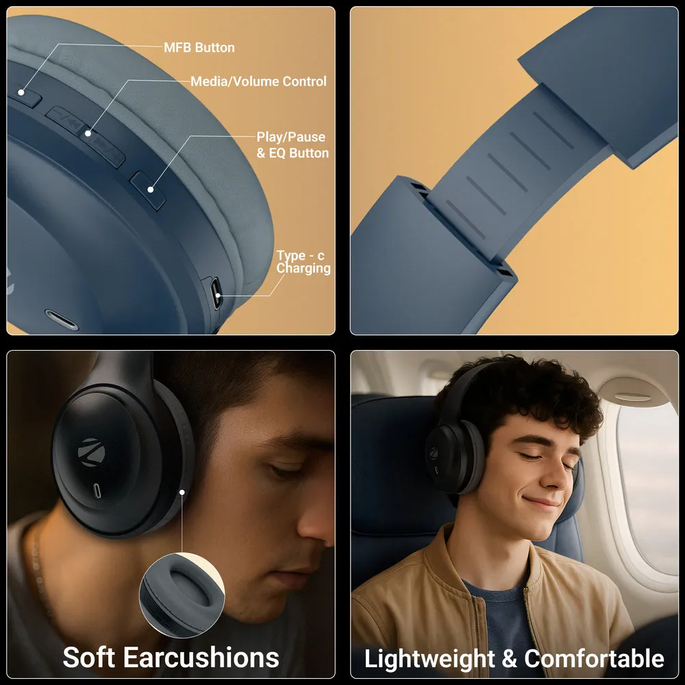 Zebronics Headphone Bluetooth Wireless Paradise Neo Black view 2